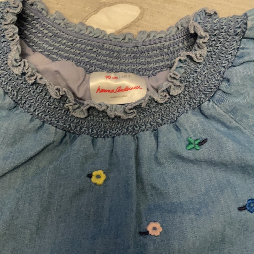 Hanna Andersson Denim Floral Embroidered Dress - Picture 2 of 7